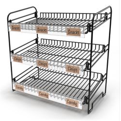 DS THE DISPLAY STORE Black 3 Tier Candy Display Rack – Chip Display for Snack Vendors, Food Trucks,
