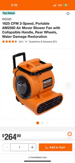 Ridgid Portable 3speed air blower fan