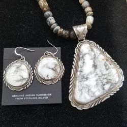 Set Earrings and Pendant Sterling Silver 