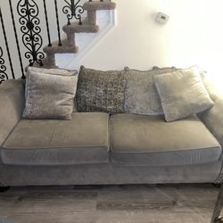 Gray Fabric 2-piece Sofa Set With Pillows