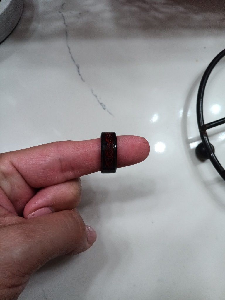 Red Metalic Mens Ring