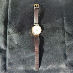 Skagen Denmark "Anita" Gold-Tone Women’s Watch - Brown Leather Strap - NEW BATTERY