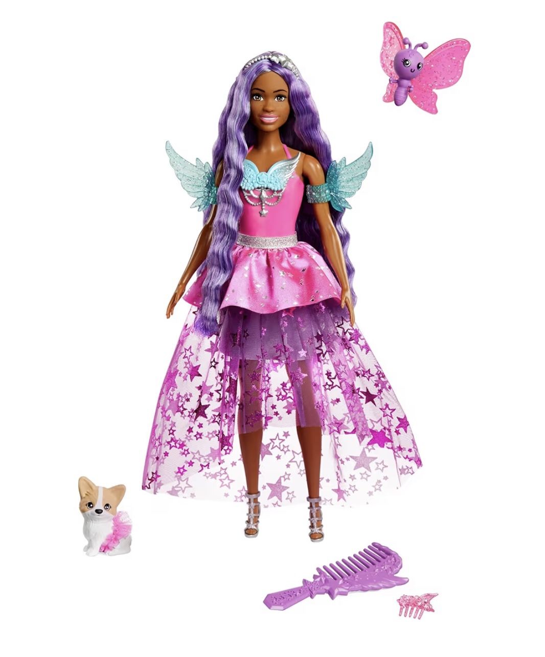 Barbie Doll with 2 Fantasy Pets & Dress, “Brooklyn” Doll from a Touch of Magic, 7-inch Long Hair