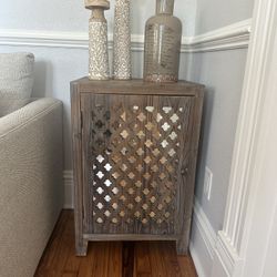 Wood Cabinet With Mirror Accent 