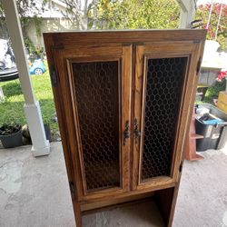 Antique Mid Century Wooden Pantry Cabinet In Great Condition
