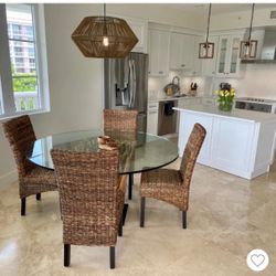 Rattan & Wood Dining Chairs, Set of 4, Brown Christpher Knight Home Classic