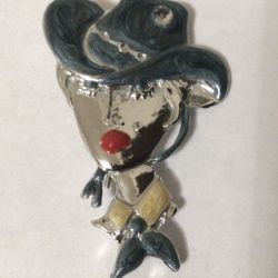 COWGIRL CARICATURE PIN BROOCH 2”