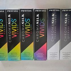 6 Pravana ChromaSilk Vivids hair color and Express Tones