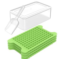 Ice Cube Tray, 4 Layers X 135 Grids Ice Tray with Lid and Bin, Easy Release Plastic Mold with Scoop for Freezer, Cube Moulds Trays