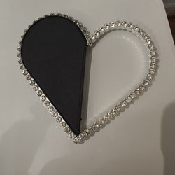 Black Heart Rhinestone Evening Bag