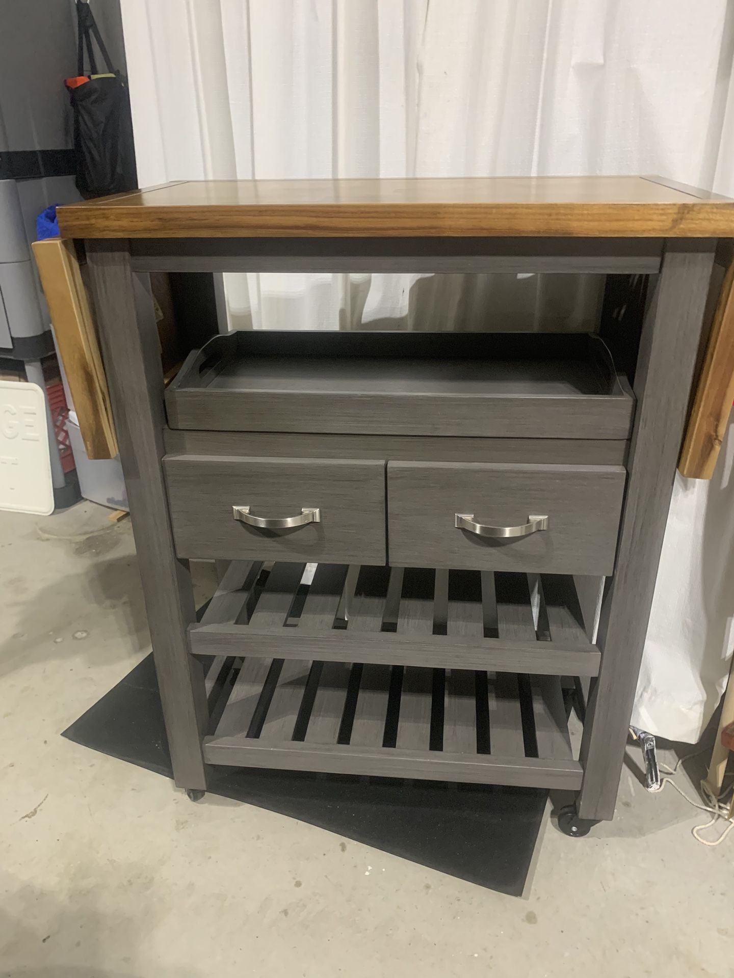 Kitchen Island Cart Solid Wood Top