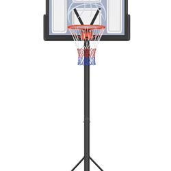 Yohood Basketball Hoop Outdoor 10ft Adjustable, Portable Basketball Hoop Goal System for Kids Youth and Adults in Backyard/Driveway/Indoor, 44 Inch Sh