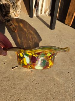 Hand-Blown Art Glass Confetti Bowl – Murano Style