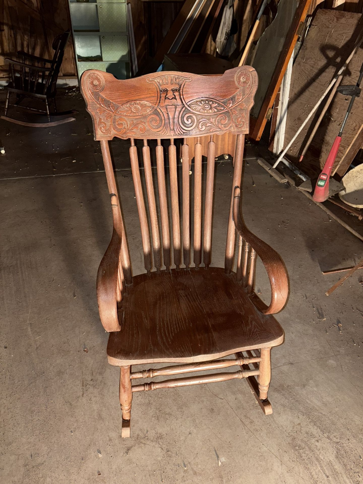 Vintage Carved Wood Rocking Chair