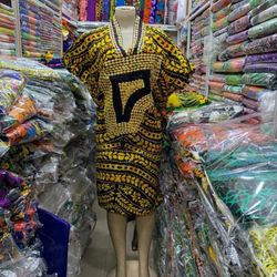 African Wax Printed Midi Dresses 