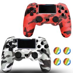2 Pack Wireless Controller For PS4/Pro/PC, Gamepad with USB Cable/1000mAh Battery/Dual Vibration/6-Axis Motion Sensor/3.5mm Audio Jack/Multi Touch Pad