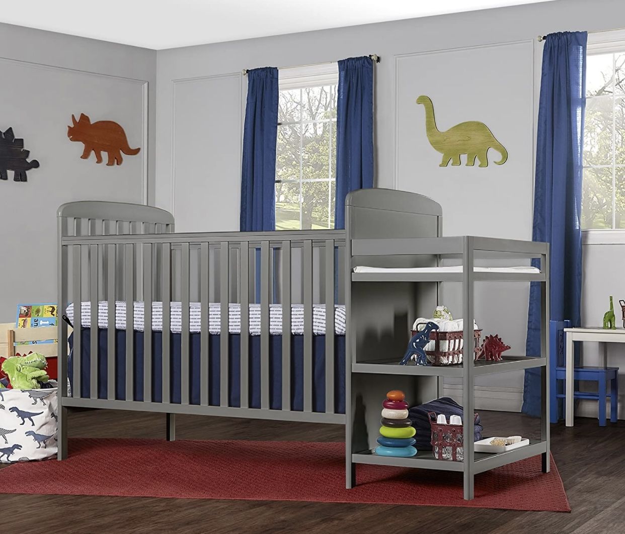 Gray Crib & Changer (NEW IN BOX)