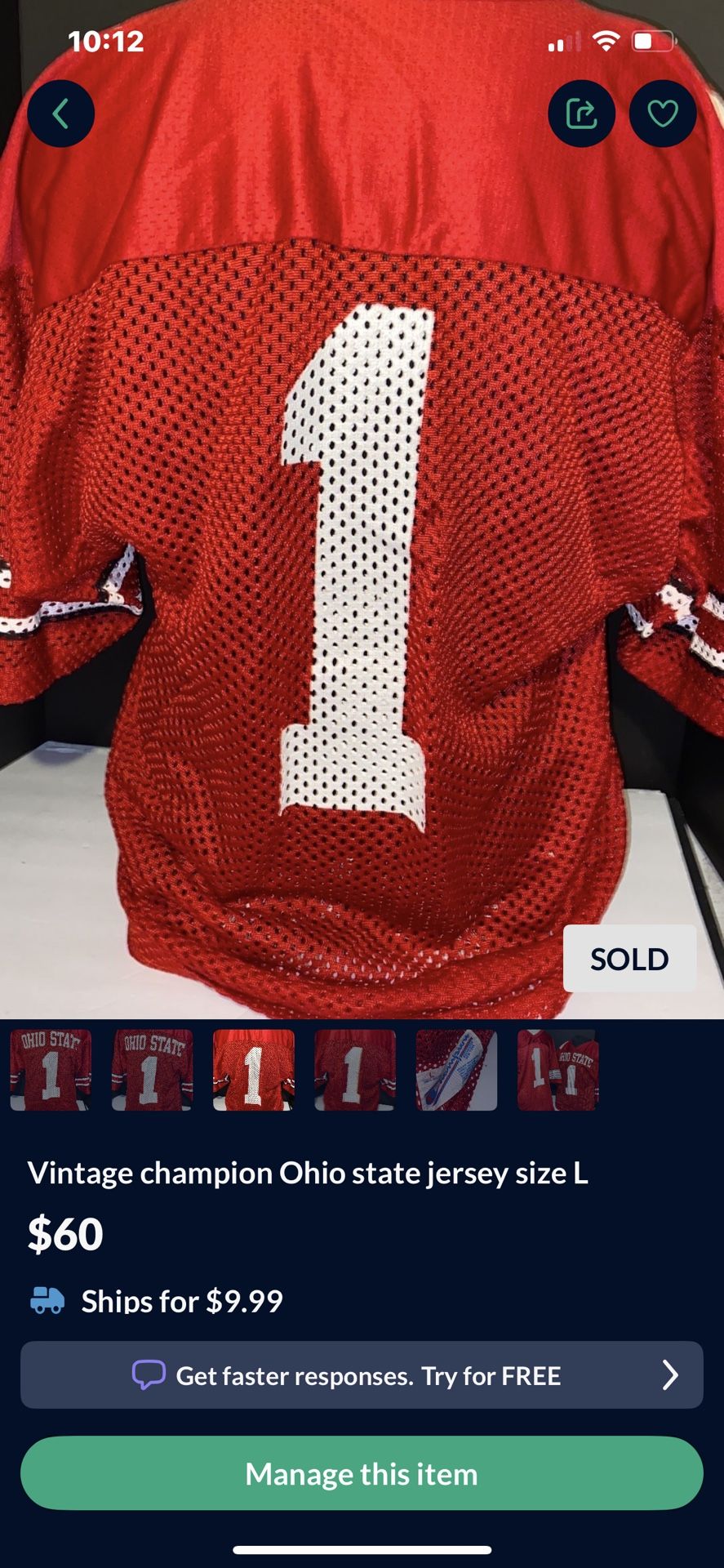 Vintage Mesh Jersey Size L Ohio State 