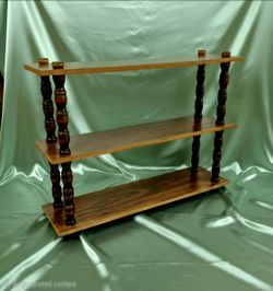 Vintage Rustic Country 3-Tier Bookshelf Display Shelf Etagere Turned SpindleLegs