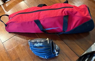 Rawlings Baseball Glove + Nike Bag + Glove Conditioner