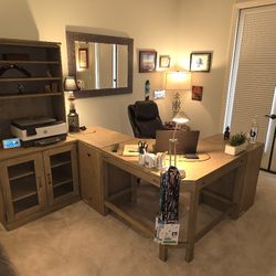 High End, Executive, Modular, Corner Desk w/ Bookcase (Pottery Barn)