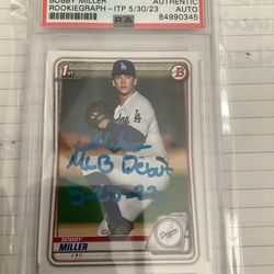 2020 Bowman Draft Bobby Miller #BD-38 Rookie Cards Autographed