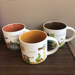 3 Starbucks You Are Here Collector Mugs Texas Chicago Indianapolis