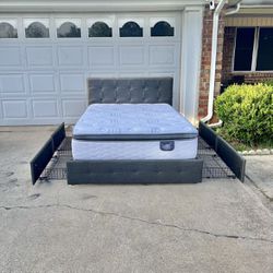 Queen Size Platform Bed With Storage Drawers With Mattress Included 