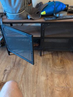 Industrial Black Metal Mesh Storage Bench