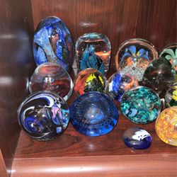 Paperweight Glass Collection Prices Vary  From $10.00 to $80.00 Some Signed And Glow Under UV Light