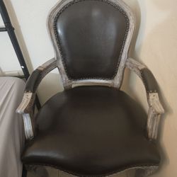 Leather and Wood Frame Chair