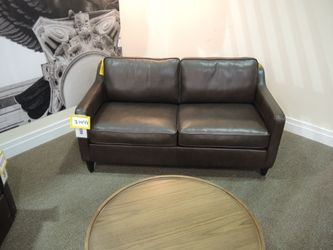 Rutherford Home Bari Chocolate Leather Track Arm Loveseat