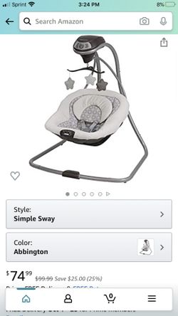 Graco Simple Sway Baby Swing | 2 Speed Vibration, Abbington