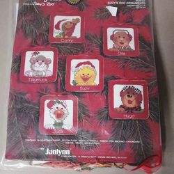 Janlynn SUZYs ZOO Christmas Ornaments Cross Stitch Kit Set of 6 - #38-51 1989