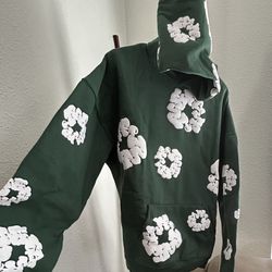 Green Hoodie. Size  M.  and.  L 