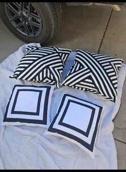 Set Of 4 Decor Pillow Has Zip You Can Wash It 2 Size 22x22 Inch Another 2 Size 18x18 Inch In Excellent Condition 