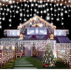 1280 Led Icicle Christmas Lights Outdoor Decorations 131 FT 8 Modes Timer IP44 Waterproof Christmas String Lights Changing LED Curtain Fairy Lights fo