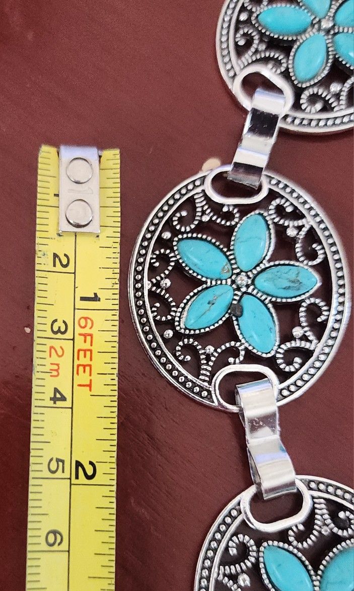 New 36"-43" Turquoise Chain concho country western Adjustable Belt