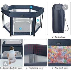 Baby Playpen, Bellababy Extra Large Playard, Kids Activity Centre, Portable with Soft Mattress & Storage Bag, Anti-Skid Pads, Lightweight, Indoor-Outd