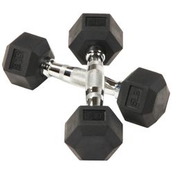 Dumbbell, Rubber Hex, 5 lbs, 2 Count, New