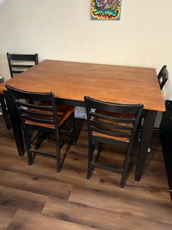 Solid wood dining table with 4 chairs