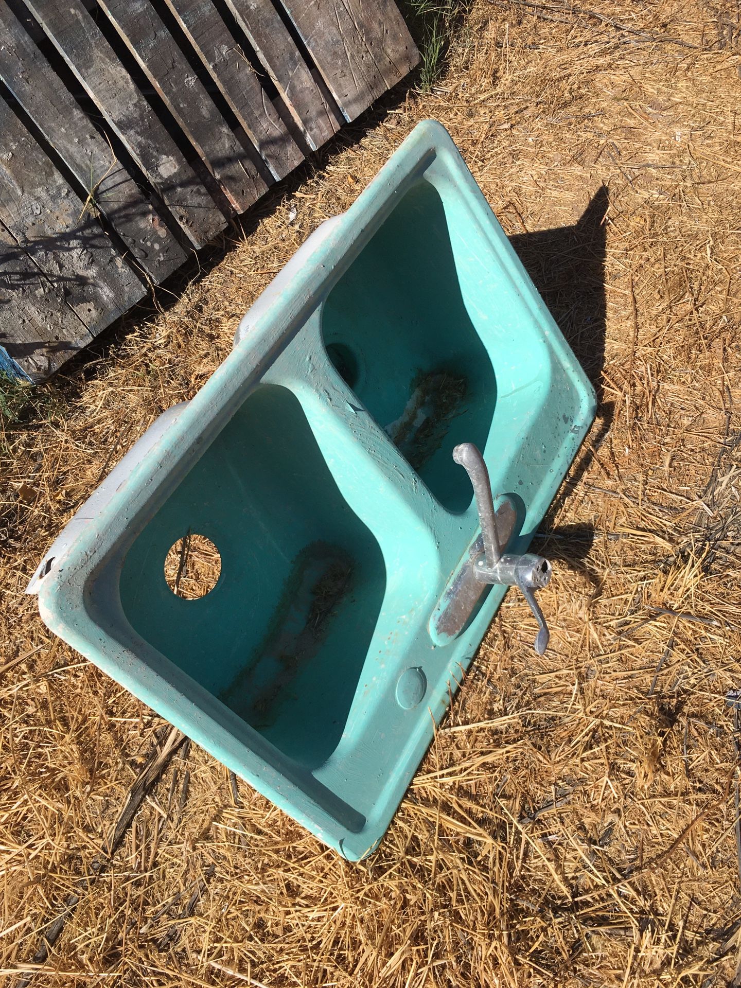 Shabby chic farm sink painted for display at store $10
