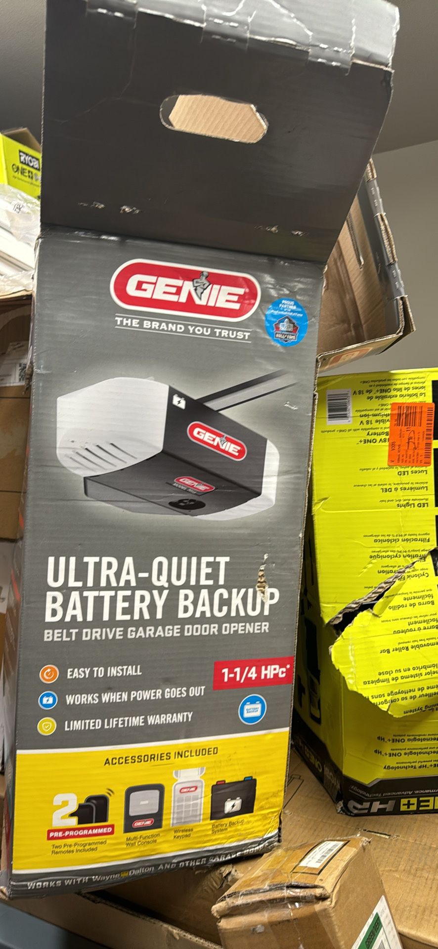 Genie ultra quiet garage door opener - belt drive -  battery backup
