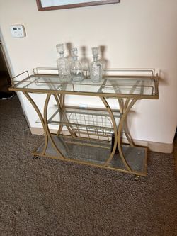 Bar Cart with Glass Decanters