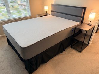 Queen Mattress, Metal Bed Frame & Headboard