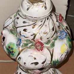 Capodimonte Hand Painted Table Lamp Porcelain Mid-Century Italian 