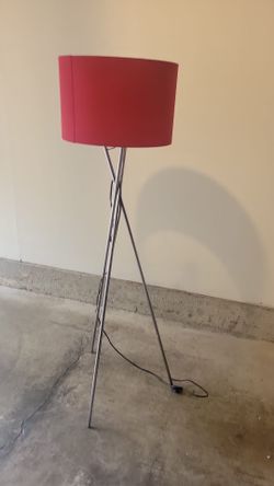 Tripod Floor Lamp with Red Drum Shade