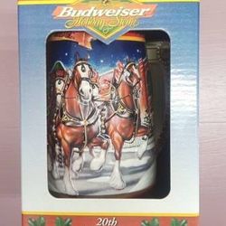 Budweiser 1999 Holiday Stein Mug 20th Anniversary Clydesdales