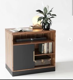 Sturdy storage cabinet walnut finish new