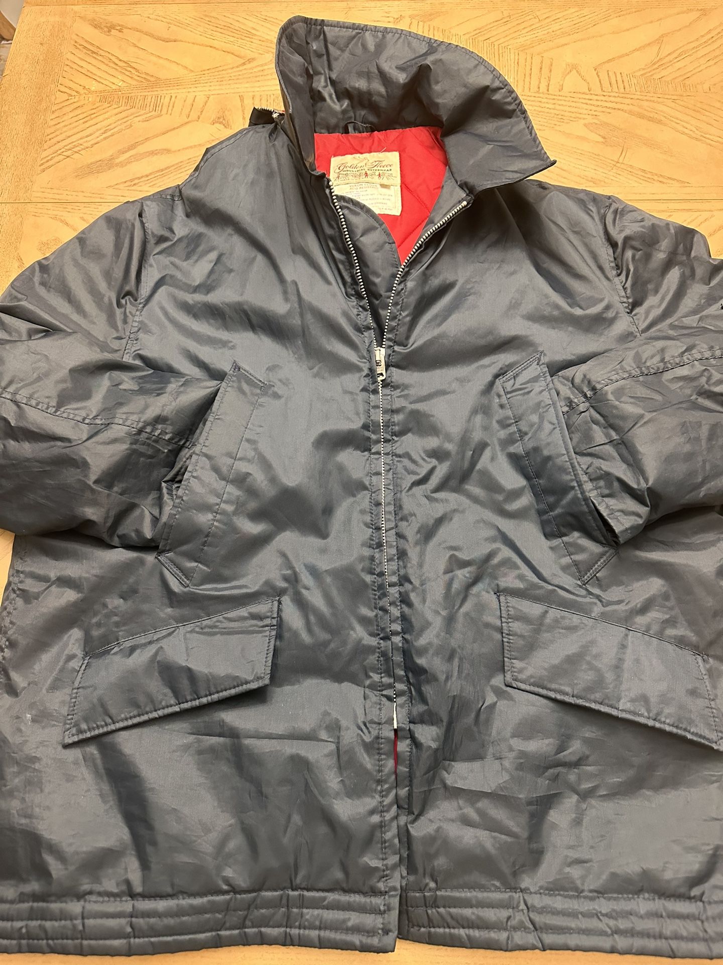 Golden Fleece Industrial Outerwear Jacket Coat Navy Blue 100% Yukon cloth acid resistant Dacron polyester waterproof Made in the USA Size XXL (50)